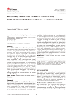 Foregrounding Achebe`s Things Fall Apart: A