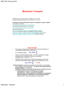 Membranes: Transport notes