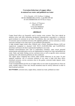 Corrosion behaviour of copper alloys in natural sea water and