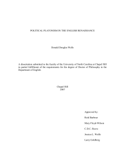 POLITICAL PLATONISM IN THE ENGLISH RENAISSANCE Donald