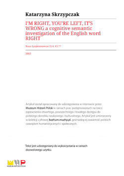 I`M RIGHT, YOU`RE LEFT, IT`S WRONG a cognitive