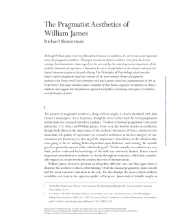 The Pragmatist Aesthetics of William James
