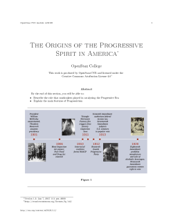 The Origins of the Progressive Spirit in America