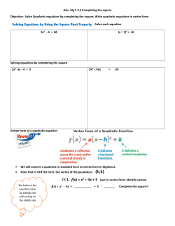 Solve Quadratic equations by completing the square