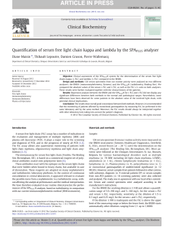 Quantification of serum free light chain kappa and lambda by the