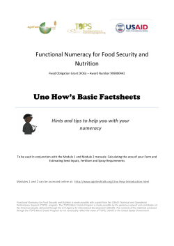 Uno How`s Basic Factsheets - AgriTechTalk International CIC