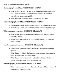 Essay on Appropriate Behavior in class. First paragraph: (must have