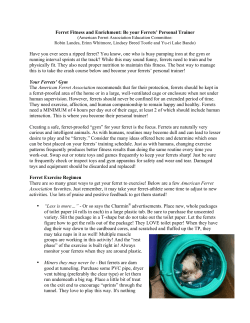 Ferret Fitness and Enrichment - American Ferret Association, Inc.