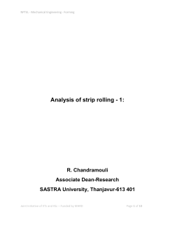 Analysis of strip rolling - 1