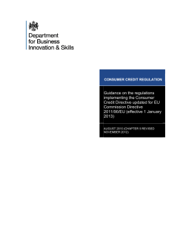 Consumer credit regulation: guidance on the regulations