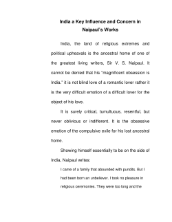 India a Key Influence and Concern in Naipaul`s Works