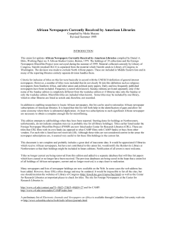 African Newspapers Currently Received by American Libraries