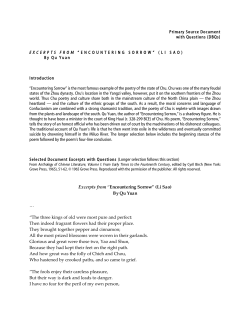 EXCERPTS FROM &ldquo;ENCOUNTERING SORROW&rdquo; (LI SAO)