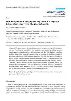 Peak Phosphorus: Clarifying the Key Issues of a Vigorous