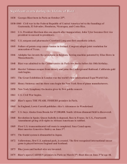 Significant events during the lifetime of Bizet