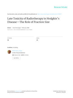 Late Toxicity of Radiotherapy in Hodgkin`s Disease