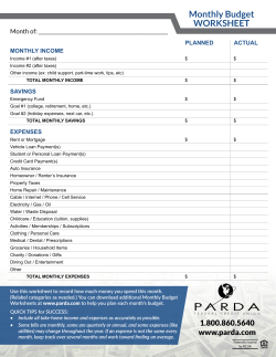 Monthly Budget Worksheet - PARDA Federal Credit Union