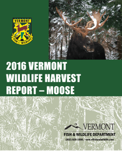 2016 vermont wildlife harvest report &ndash; moose
