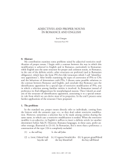 ADJECTIVES AND PROPER NOUNS IN ROMANCE AND ENGLISH