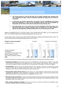 2012 Turnover: 10.2 billion Euros, 20% rise in gross data, up 9% on