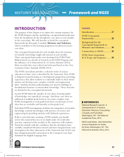 Mixtures and Solutions Framework and NGSS