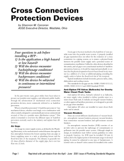 Cross Connection Protection Devices