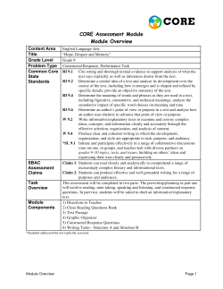 CORE Assessment Module Module Overview