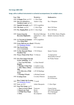 Part-Songs 1889-1909