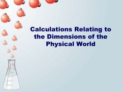 Calculations Relating to the Dimensions of the Physical World