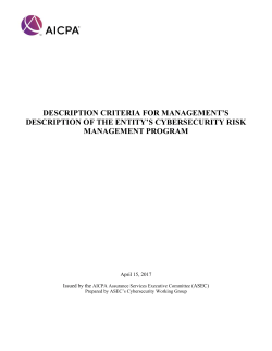 Description Criteria for Management`s Description of an Entity`s