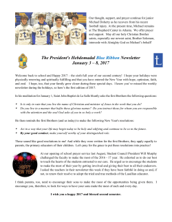 The President`s Hebdomadal Blue Ribbon Newsletter January 3 &ndash; 8