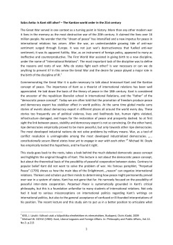 1 Szűcs Anita: Is Kant still alive? &ndash; The Kantian world order in the