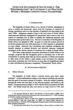 Intestate Succession in South Africa: The Westernization of
