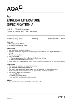 A-level English Literature A Question paper LTA1B - World