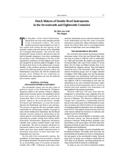 Dutch Makers of Double Reed Instruments in the Seventeenth and