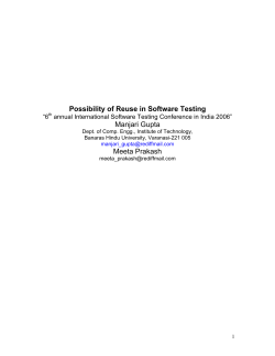 Possibility of Reuse in Software Testing Manjari Gupta Meeta Prakash