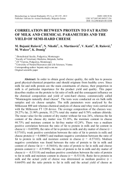 Correlation between protein to fat ratio of milk and chemical