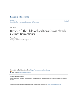 The Philosophical Foundations of Early German Romanticism