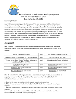 7th Grade Summer Reading 2016