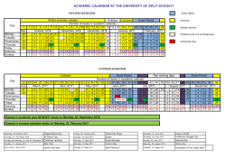 ACADEMIC CALENDAR AT THE UNIVERSITY OF SPLIT 2016/2017