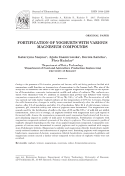 fortification of yoghurts with various magnesium compounds