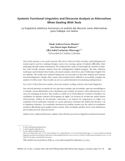 Systemic Functional Linguistics and Discourse