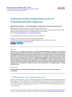 A Review of the Production Cycle of Titanium Dioxide Pigment