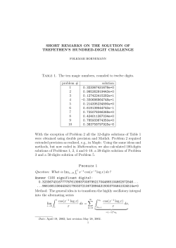 SHORT REMARKS ON THE SOLUTION OF TREFETHEN`S
