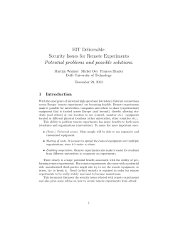 Security Issues for Remote Experiments Potential