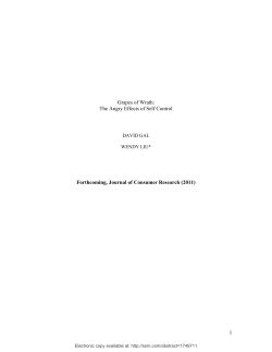 Grapes of Wrath: The Angry Effects of Self Control