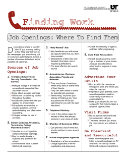 Finding Work - Job Openings: Where To Find Them