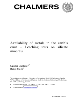 Availability of metals in the earth`s crust &ndash; Leaching tests on