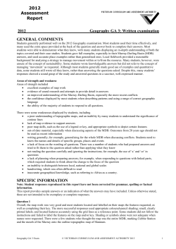 2012 Geography examination assessment report