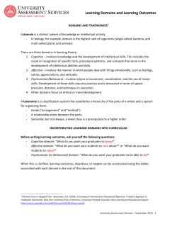 Learning Domains and Learning Outcomes